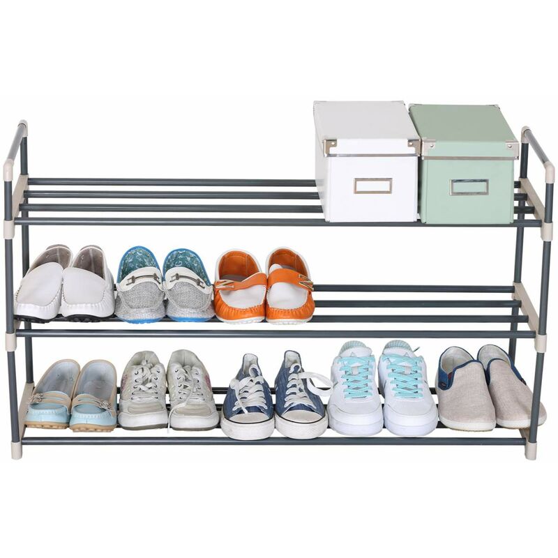 foto del prodotto scarpiera 3 ripiani portascarpe semplice scaffale per 15 paia di scarpe woltu