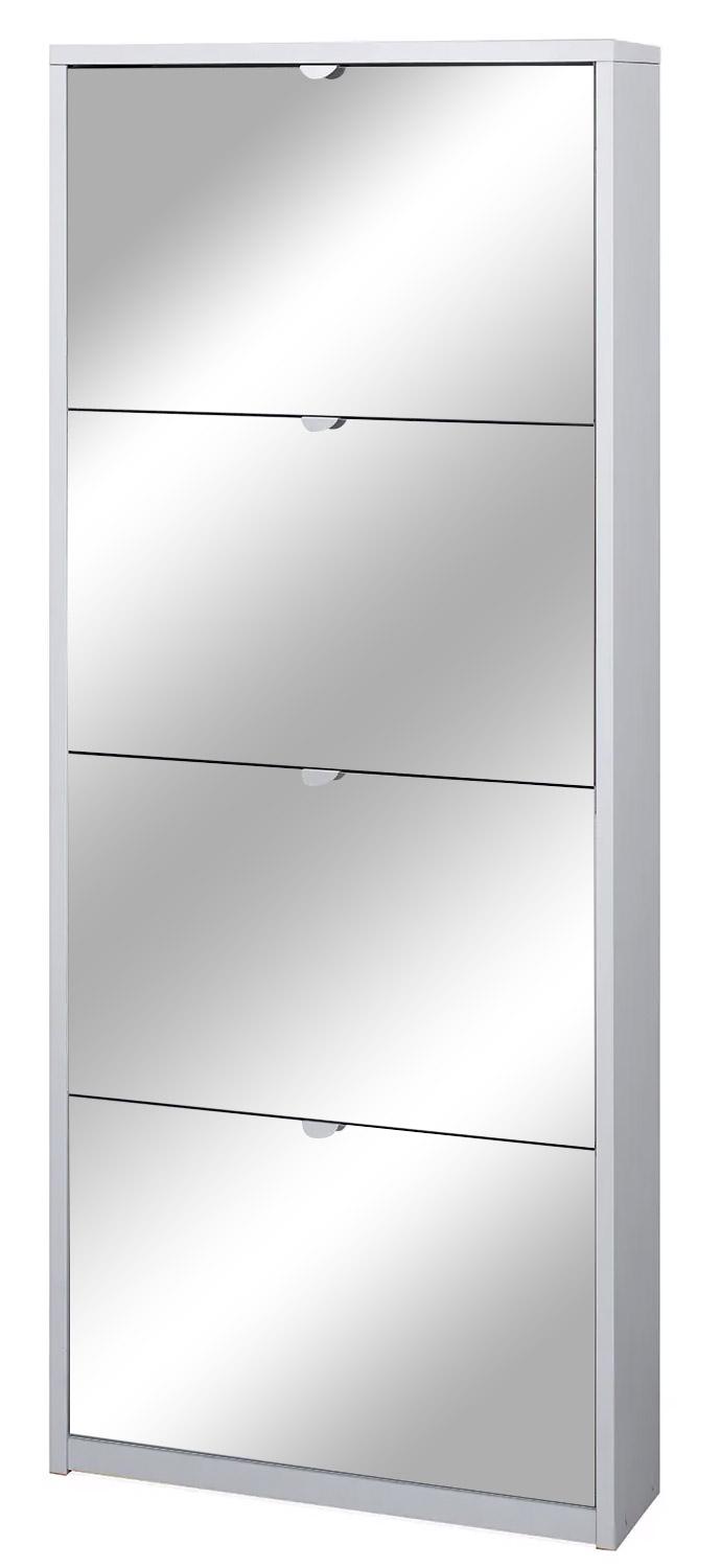 foto del prodotto scarpiera 4 ante con specchio 63x154x18 cm bianco fiammato