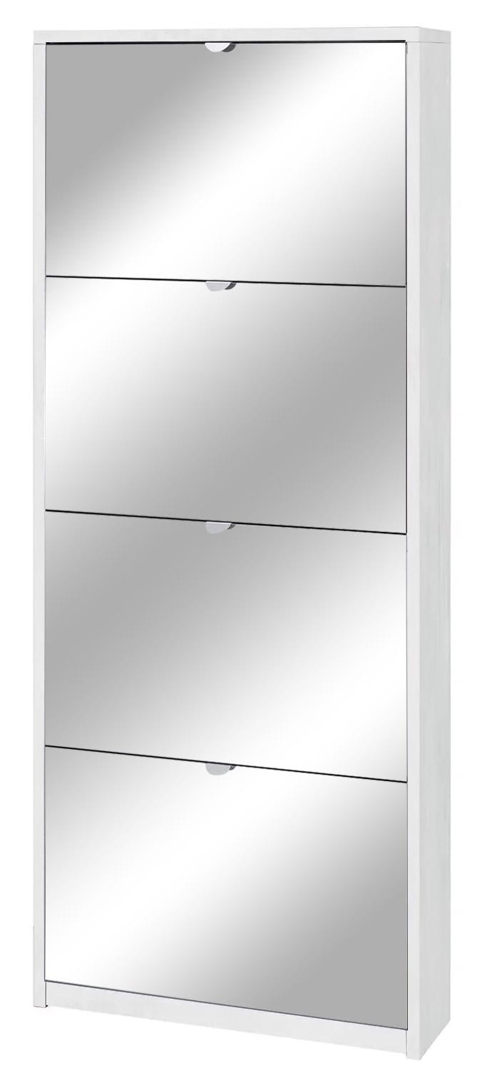 foto del prodotto scarpiera 4 ante con specchio 63x154x18 cm ossido bianco