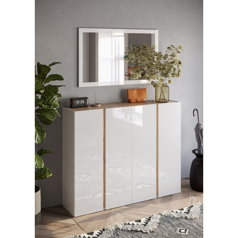 foto del prodotto scarpiera 4 ante mod. frame 140x35 h.111 cm bianco lucido e cadiz
