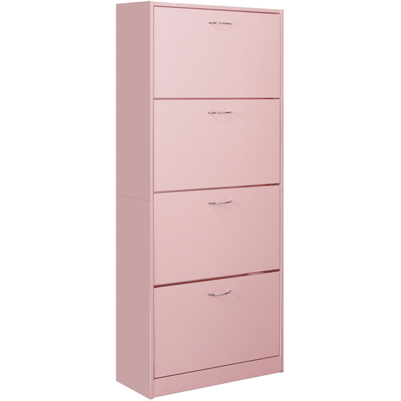 foto del prodotto scarpiera 4 ante ripiani doppia profondit con maniglia colore rosa 63x24x150cm