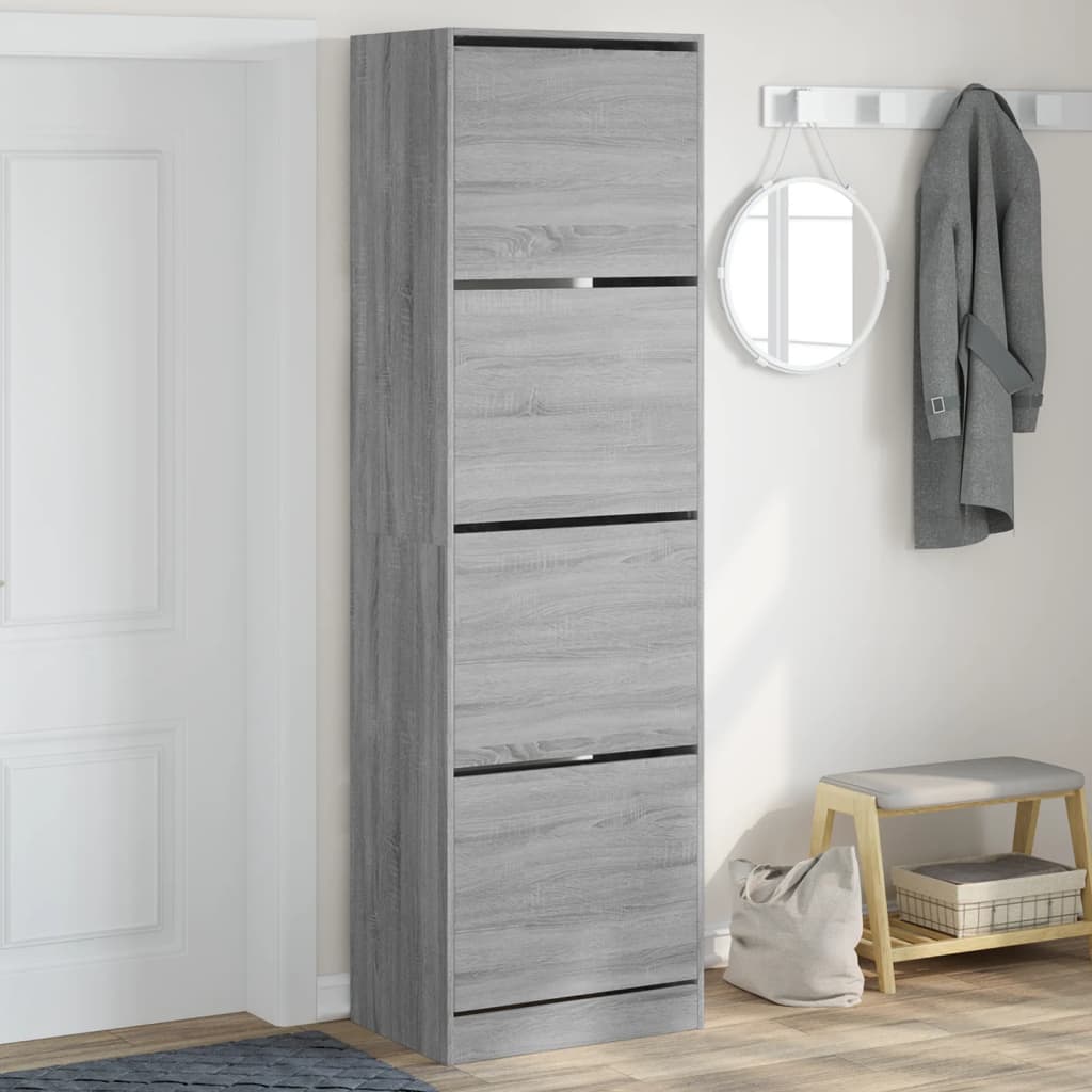 foto del prodotto scarpiera 4 cassetti ribaltabili grigio sonoma 60x42x204 cm