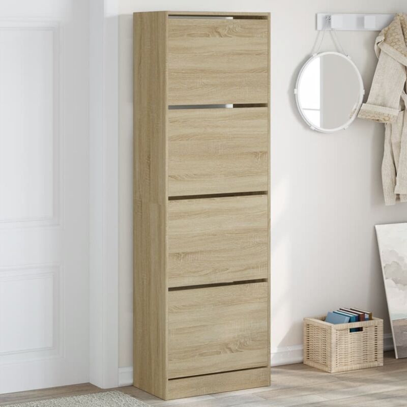 foto del prodotto scarpiera 4 cassetti ribaltabili rovere sonoma 60x34x187,5 cm vidaxl