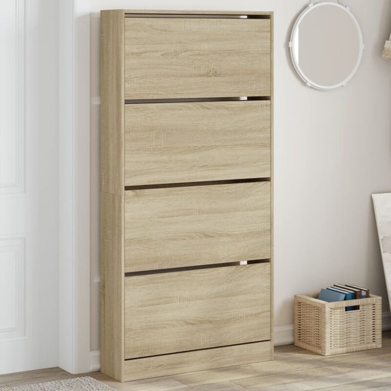 foto del prodotto scarpiera 4 cassetti ribaltabili rovere sonoma 80x21x163,5 cm vidaxl