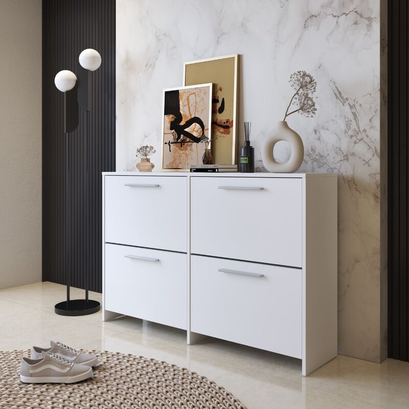 foto del prodotto scarpiera 4 ribalte mod. anja cm 120x28 h. 80 bianco