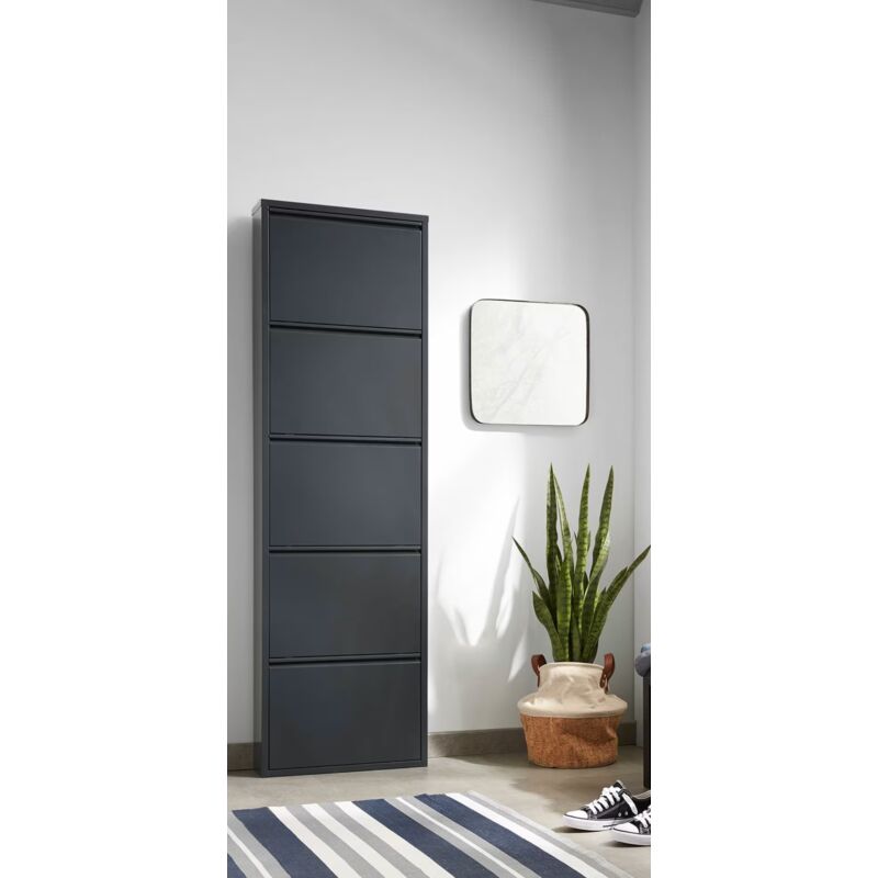 foto del prodotto scarpiera 5 ribalte mod. cabinet cm 50x15 h. 172 metallo nero