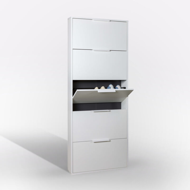 foto del prodotto scarpiera 5 ribalte mod. espresso cm 65x15 h.173,5 bianco opaco