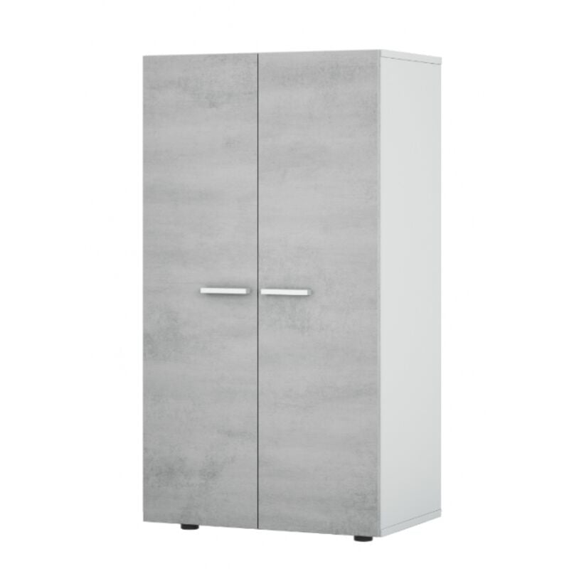 foto del prodotto scarpiera 55x36x103 cm bianco opaco e cemento con 2 ante pechino