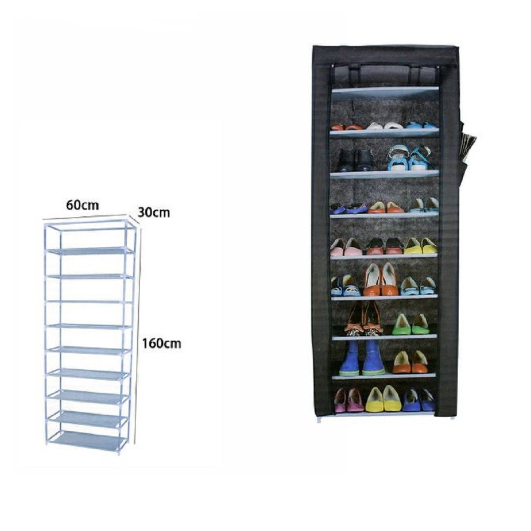 foto del prodotto scarpiera 9 ripiani in tessuto tnt armadio portatile campeggio 60x30x160cm 69070 trade shop traesio