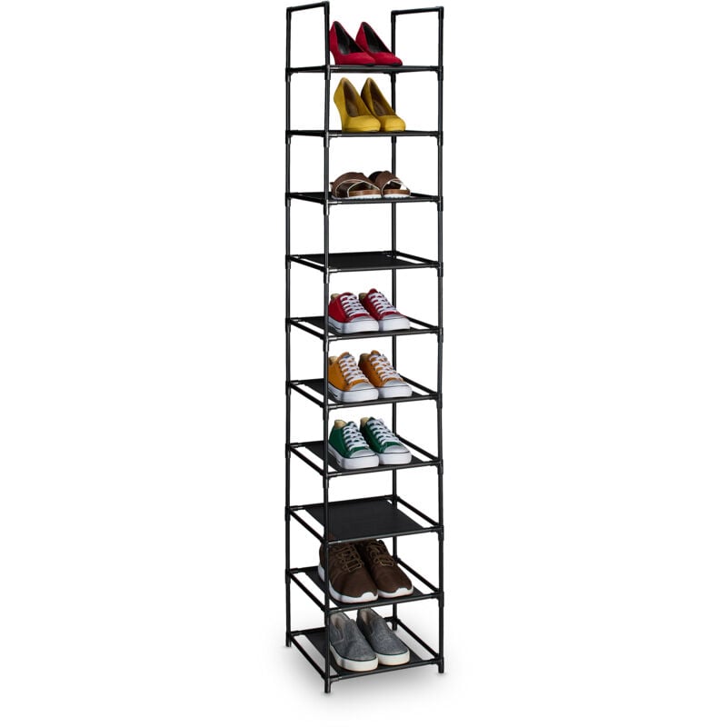 foto del prodotto scarpiera a 10 ripiani in stoffa, scaffale slim hxlxp 175 x 33 x 33 cm, portascarpe salvaspazio a colonna relaxdays