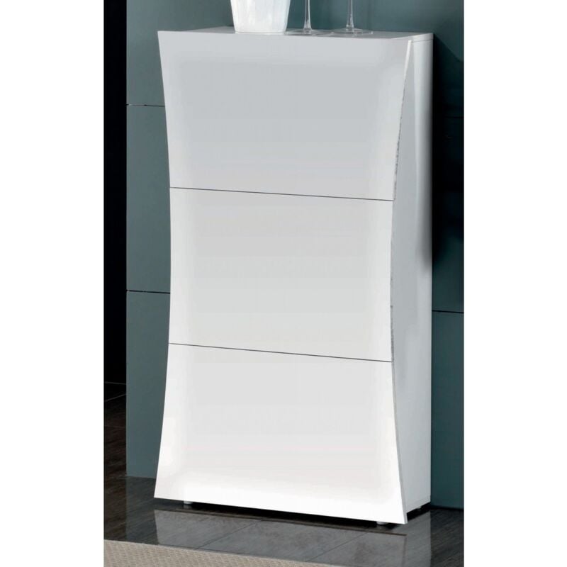 foto del prodotto scarpiera a 3 ante bianco lucido ribalta mobile moderno in legno