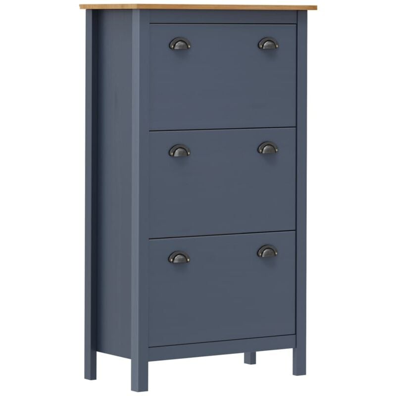foto del prodotto scarpiera a 3 ripiani in legno masselle di pino stile rustico vari colori colore grigio
