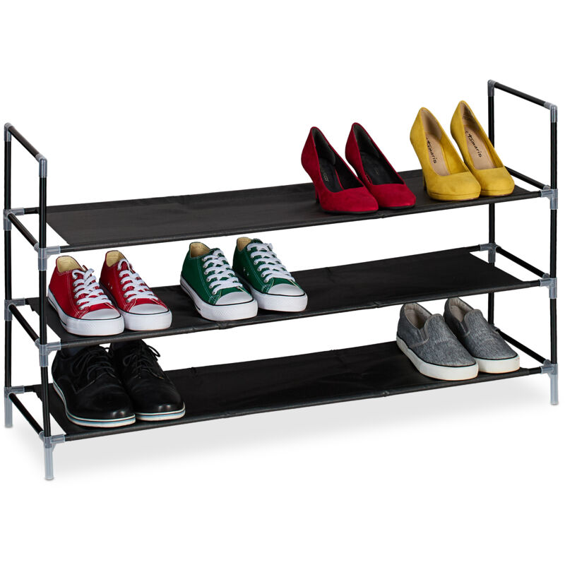 foto del prodotto scarpiera a 3 ripiani, scaffale hxlxp 58 x 100 x 28 cm, portascarpe salvaspazio slim per 12 paia di scarpe relaxdays