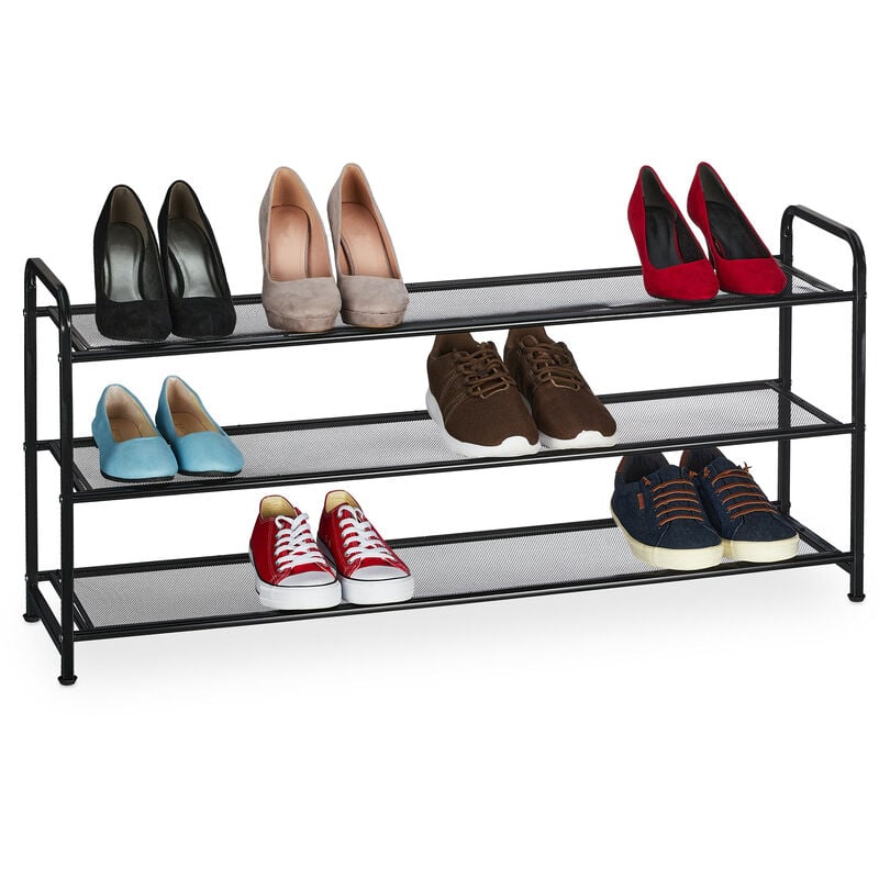 foto del prodotto scarpiera a 3 ripiani, scaffale slim hxlxp 48 x 100 x 25,5 cm, portascarpe salvaspazio per 12 paia di scarpe relaxdays