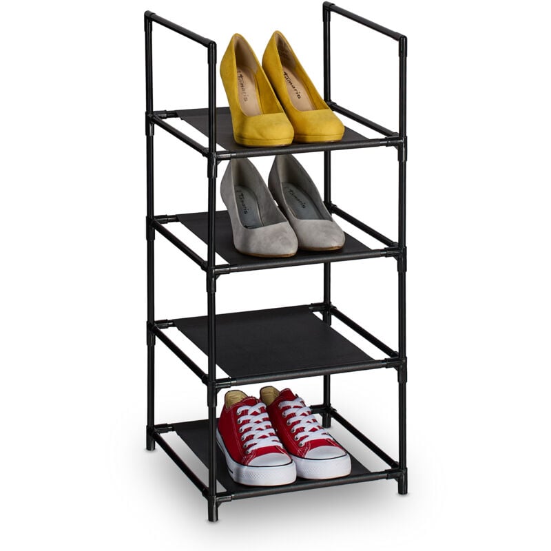 foto del prodotto scarpiera a 4 ripiani in stoffa, scaffale slim hxlxp 72 x 33 x 33 cm, portascarpe salvaspazio a colonna relaxdays