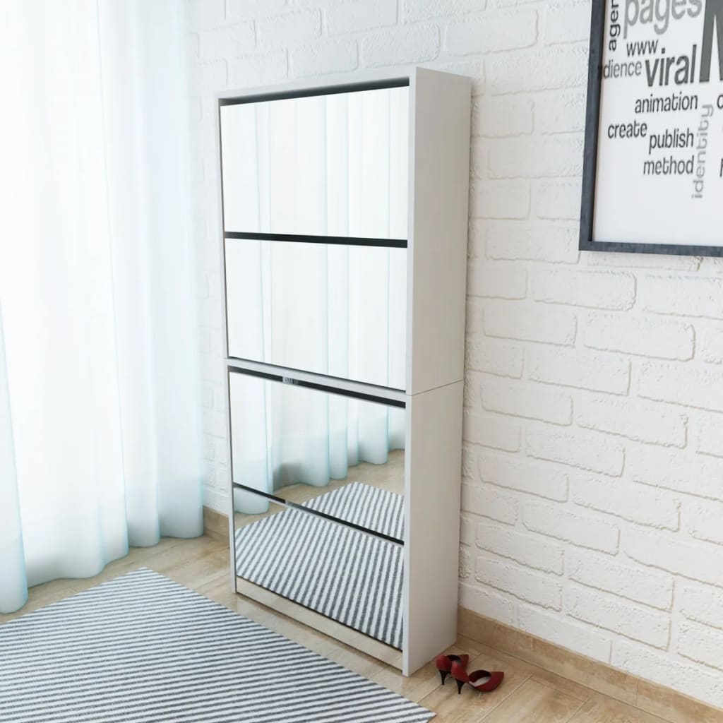 foto del prodotto scarpiera a 4 strati a specchio bianca 63x17x134 cm cod mxl 49500