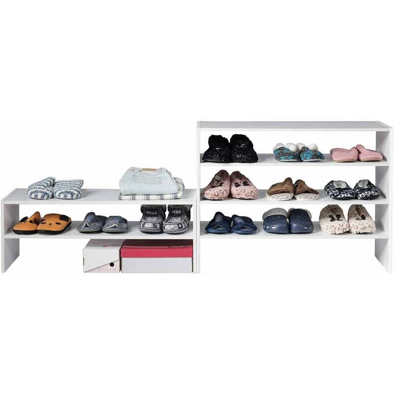 foto del prodotto scarpiera a 6 livelli, scaffale impilabile a 3 pezzi, organizer orizzontale multiuso per ingresso corridoio bagno, 78x30x90 cm bianco costway