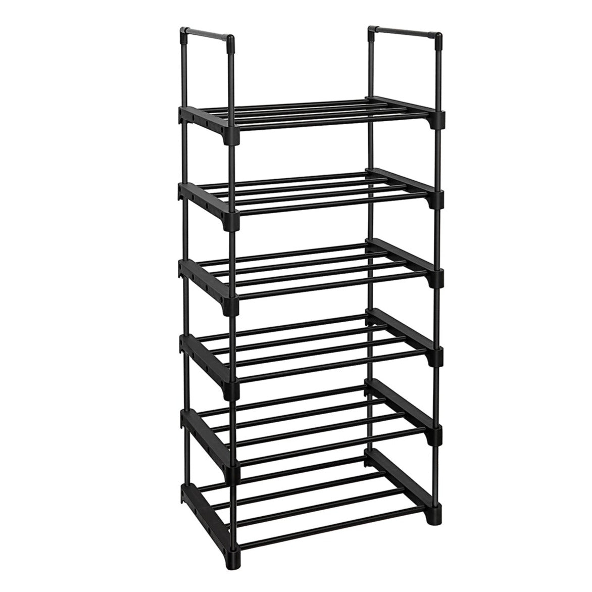 foto del prodotto scarpiera a 6 ripiani contenitore versatile personalizzabile struttura in ferro salvaspazio per ingresso soggiorno camera da letto 45 x 30 x 106 cm nero 12 0003578