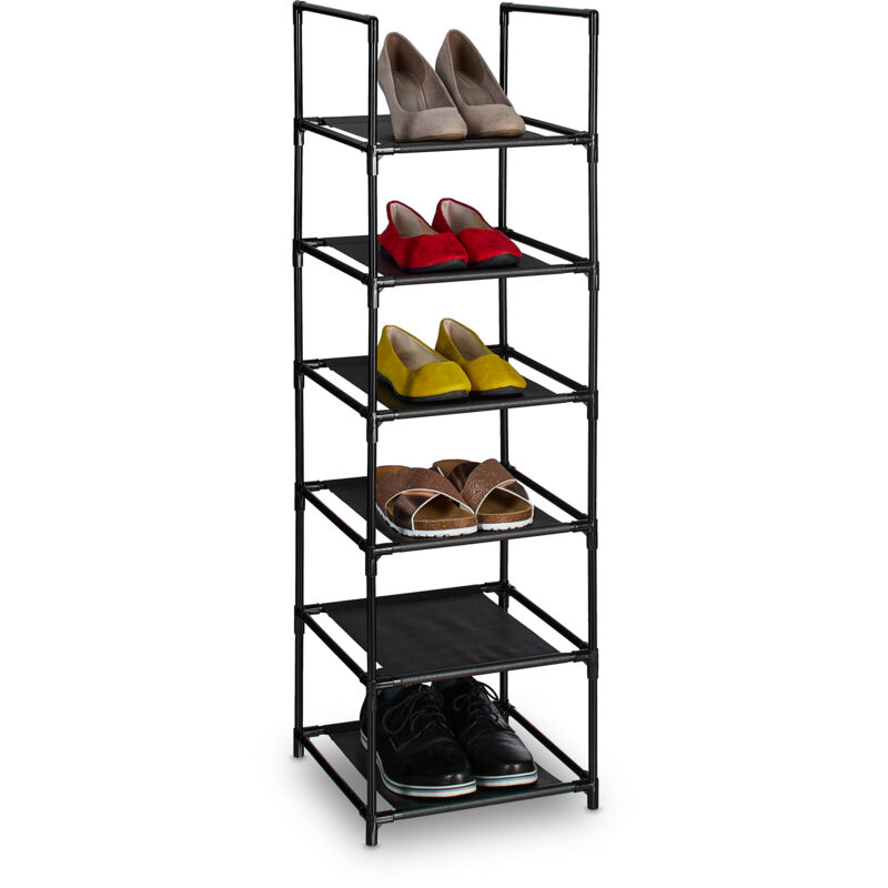 foto del prodotto scarpiera a 6 ripiani in stoffa, scaffale slim hxlxp 106 x 33 x 33 cm, portascarpe salvaspazio a colonna relaxdays