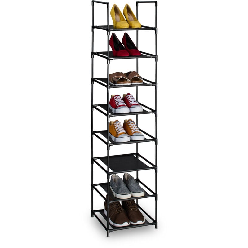 foto del prodotto scarpiera a 8 ripiani in stoffa, scaffale slim hxlxp 140 x 33 x 33 cm, portascarpe salvaspazio a colonna relaxdays