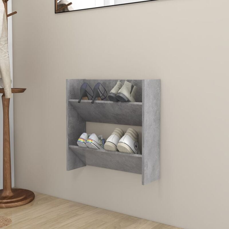 foto del prodotto scarpiera a muro grigio cemento 60x18x60cm in legno multistrato vidaxl