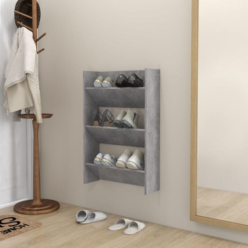 foto del prodotto scarpiera a muro grigio cemento 60x18x90cm in legno multistrato vidaxl