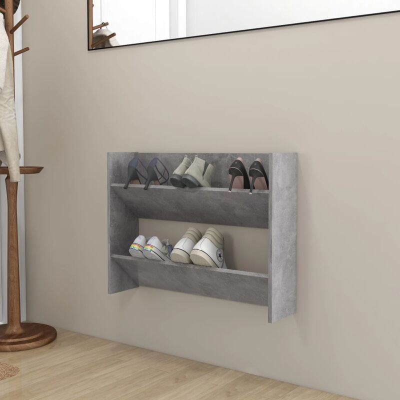 foto del prodotto scarpiera a muro grigio cemento 80x18x60cm in legno multistrato vidaxl