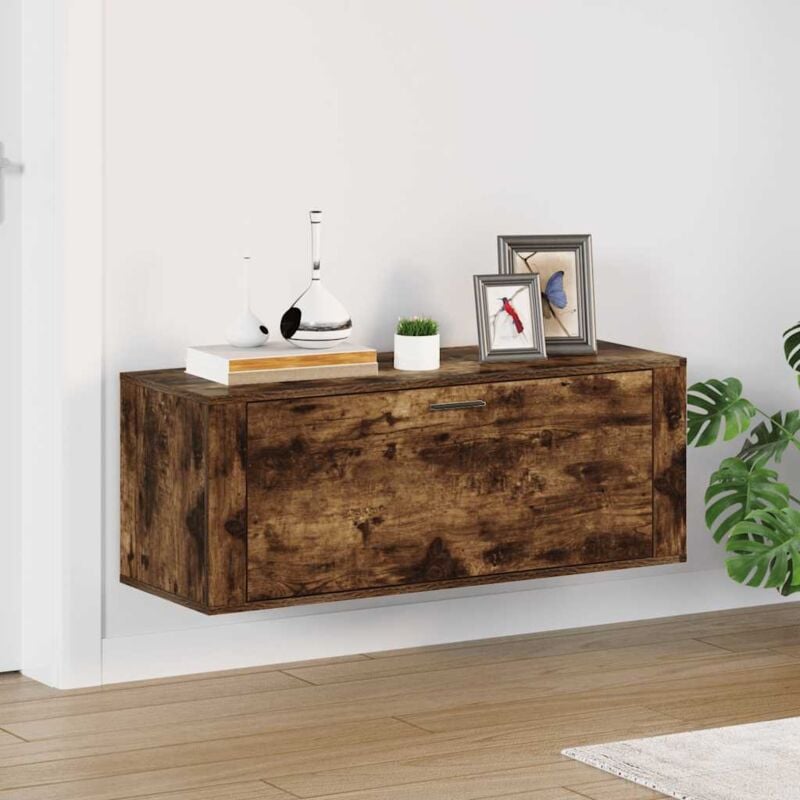 foto del prodotto scarpiera a muro rovere fumo 100x35x38cm in legno multistrato vidaxl