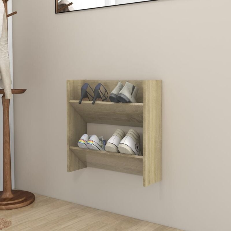 foto del prodotto scarpiera a muro rovere sonoma 60x18x60 cm in legno multistrato vidaxl