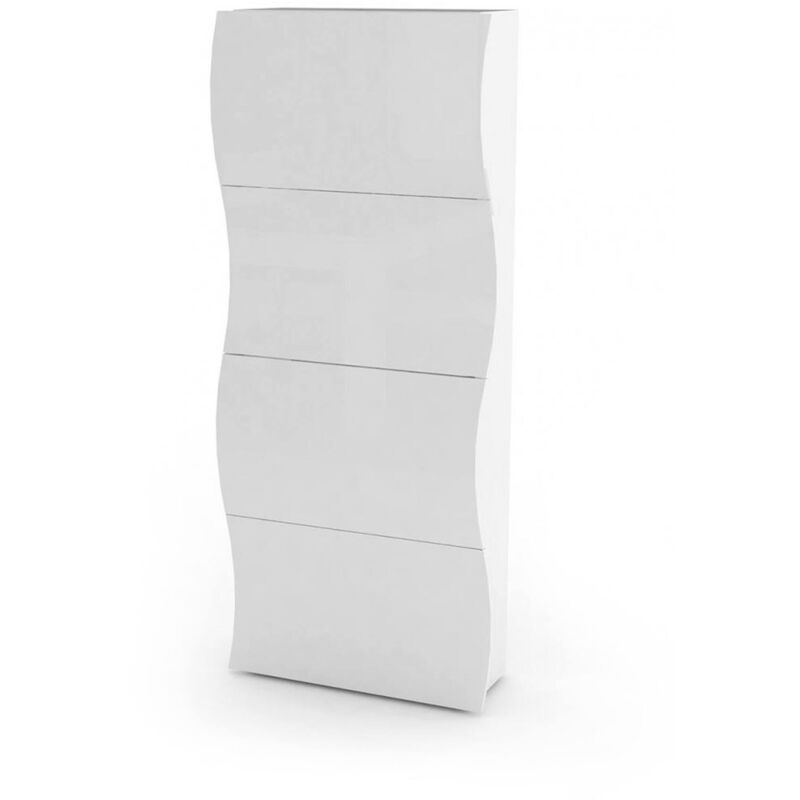 foto del prodotto scarpiera adaz, mobile multiuso a 4 ante, portascarpe da ingresso, 100 made in italy, cm 71x27h162, bianco lucido dmora