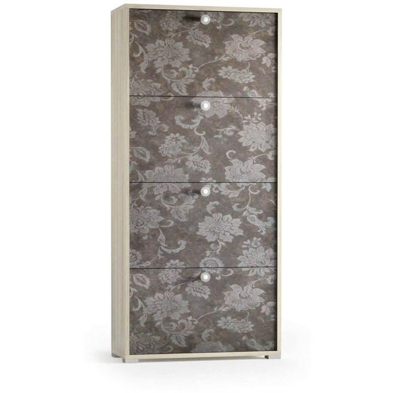 foto del prodotto scarpiera adeindein, mobile multiuso da ingresso con 4 ante a ribalta, armadietto portascarpe a doppia profondit , 100 made in italy, 67x28h147 cm,