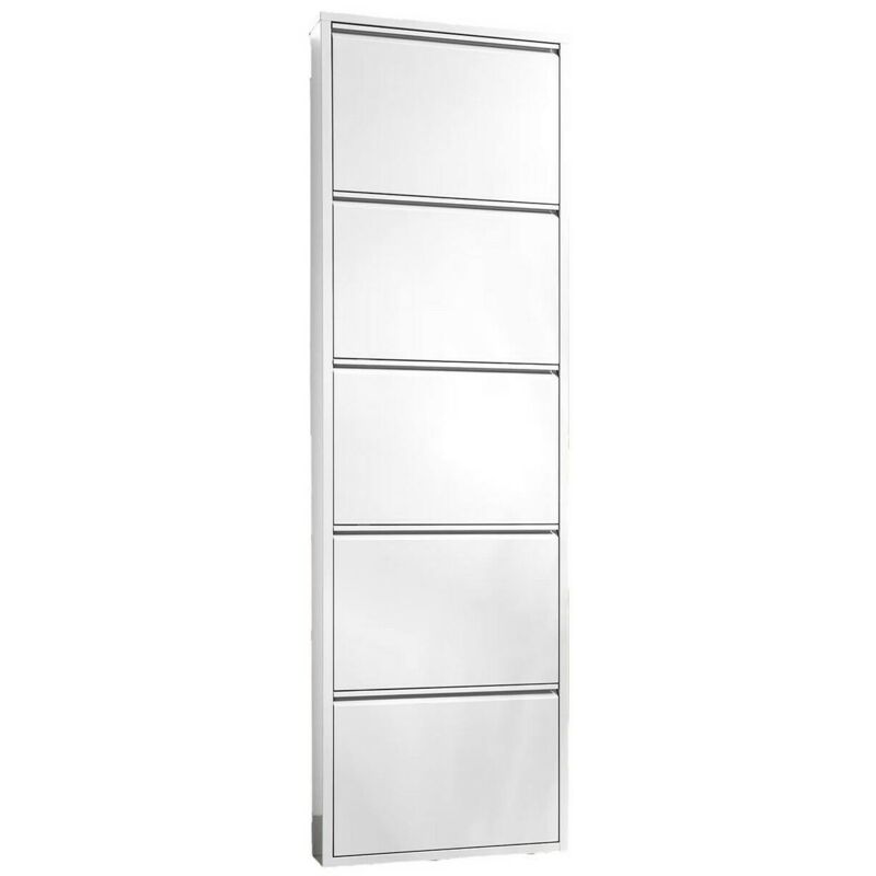 foto del prodotto scarpiera afrend, mobile portascarpe in metallo, armadio da ingresso multiuso, mobiletto per calzature, 50x15h172 cm, bianco dmora
