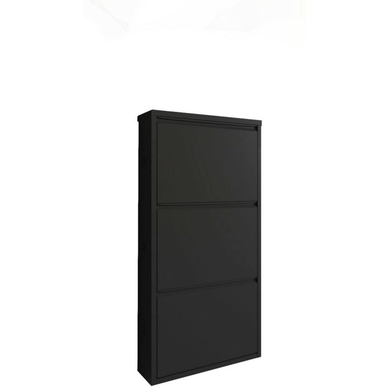 foto del prodotto scarpiera alexa, mobile portascarpe in metallo, armadio da ingresso multiuso, mobiletto per calzature, 50x15h104 cm, nero dmora
