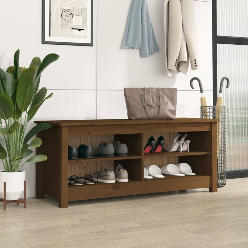 foto del prodotto scarpiera ambrata 110x38x45,5 cm in legno massello di pino vidaxl