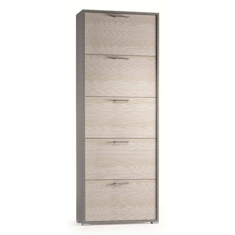 foto del prodotto scarpiera anina, mobile multiuso da ingresso con 5 ante a ribalta, armadietto portascarpe a doppia profondit , 100 made in italy, 67x28h183 cm,