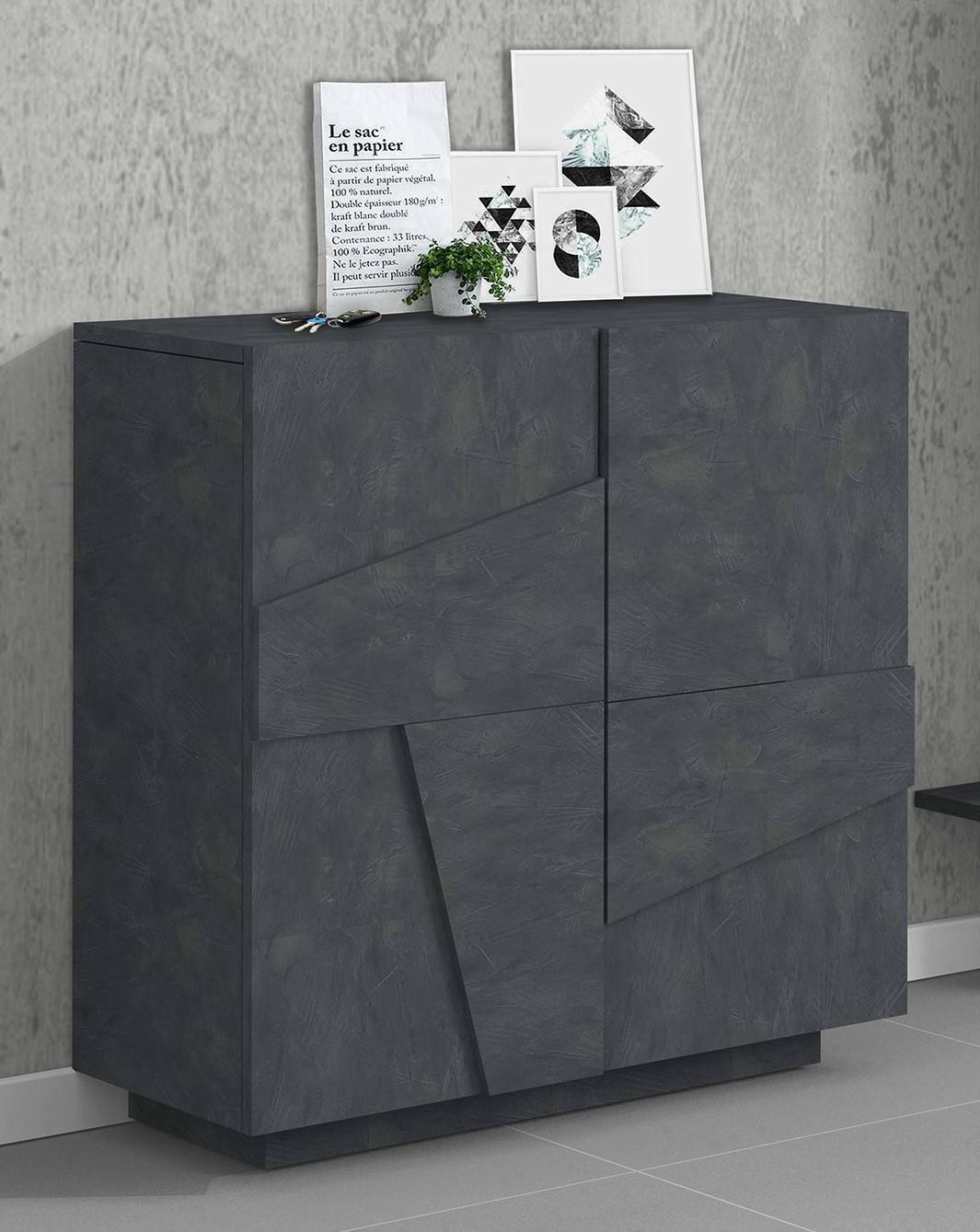 foto del prodotto scarpiera apetta, mobile multiuso a 2 ante, portascarpe da ingresso, 100 made in italy, cm 81x38h86, ardesia con dettaglio dmora