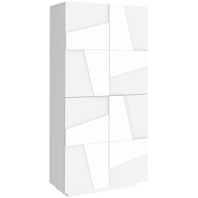 foto del prodotto scarpiera archibal, mobile multiuso a 4 ante battenti, portascarpe da ingresso, 100 made in italy, cm 81x38h167, bianco lucido dmora