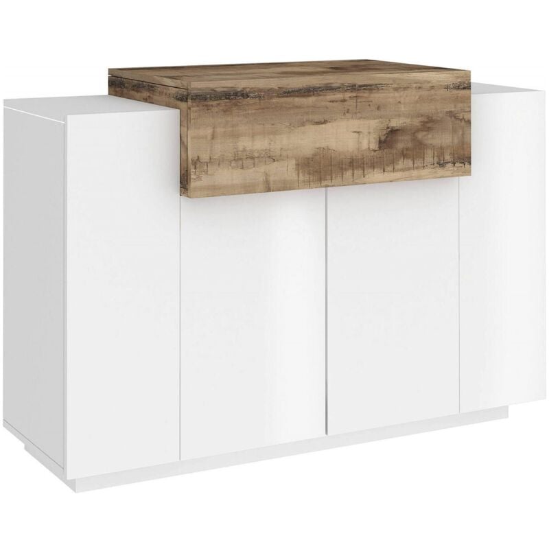 foto del prodotto scarpiera aristotle, mobile multiuso a 2 ante e 1 anta a ribalta, portascarpe da ingresso, 100 made in italy, cm 120x45h86, bianco lucido e acero