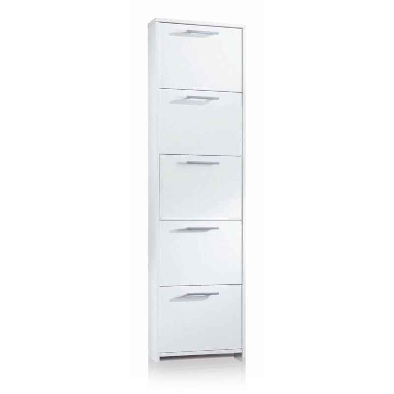 foto del prodotto scarpiera asclepio, mobile multiuso da ingresso a 5 ante, armadio moderno portascarpe a ripiani, 100 made in italy, 50x18h178 cm, bianco dmora