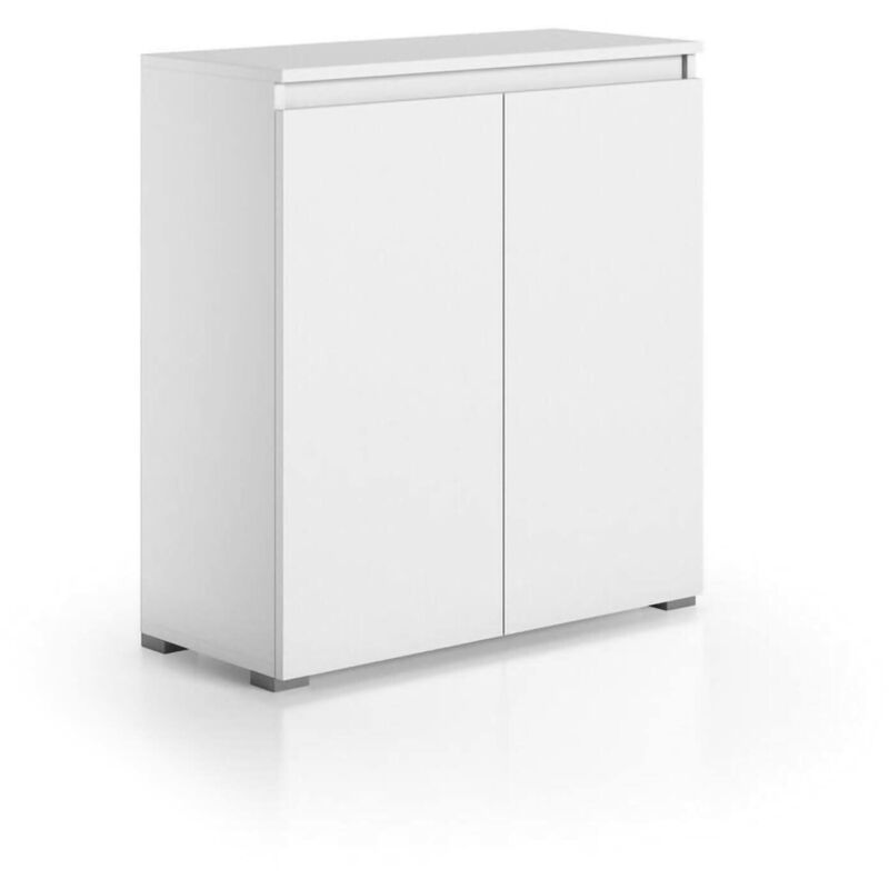 foto del prodotto scarpiera astrina, mobile multiuso, porta scarpe salvaspazio a 2 ante, armadio portaoggetti con scaffali, 100 made in italy, 80x37h102 cm, bianco