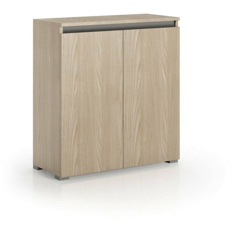 foto del prodotto scarpiera astrina, mobile multiuso, porta scarpe salvaspazio a 2 ante, armadio portaoggetti con scaffali, 100 made in italy, 80x37h102 cm, olmo
