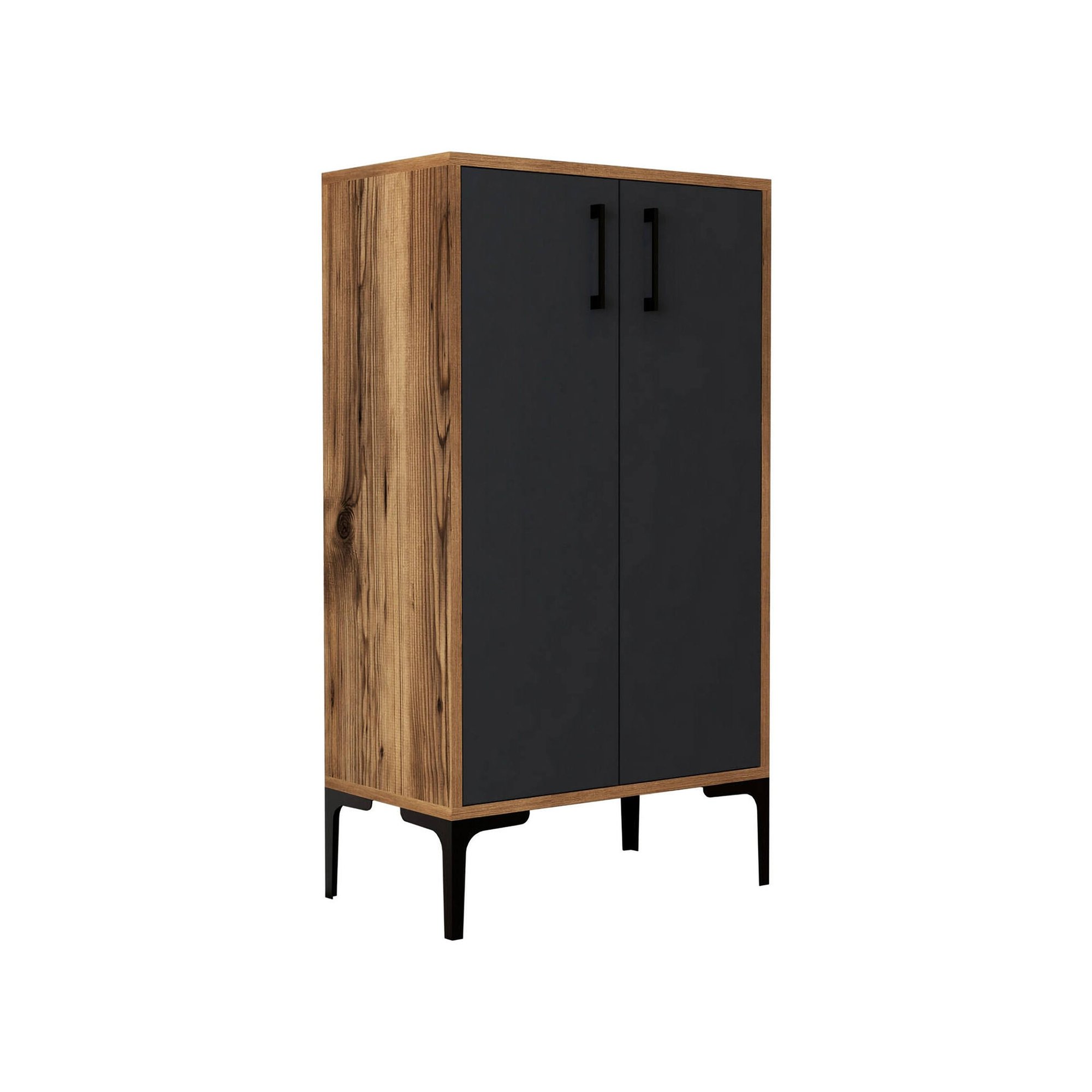 foto del prodotto scarpiera axarix, mobile portascarpe, armadio da ingresso multiuso, mobiletto per calzature, 60x35h111 cm, noce e antracite