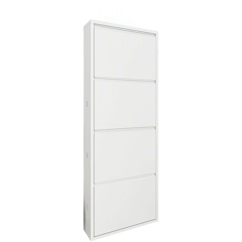 foto del prodotto scarpiera axe, mobile portascarpe in metallo, armadio da ingresso multiuso, mobiletto per calzature, 50x15h138 cm, bianco