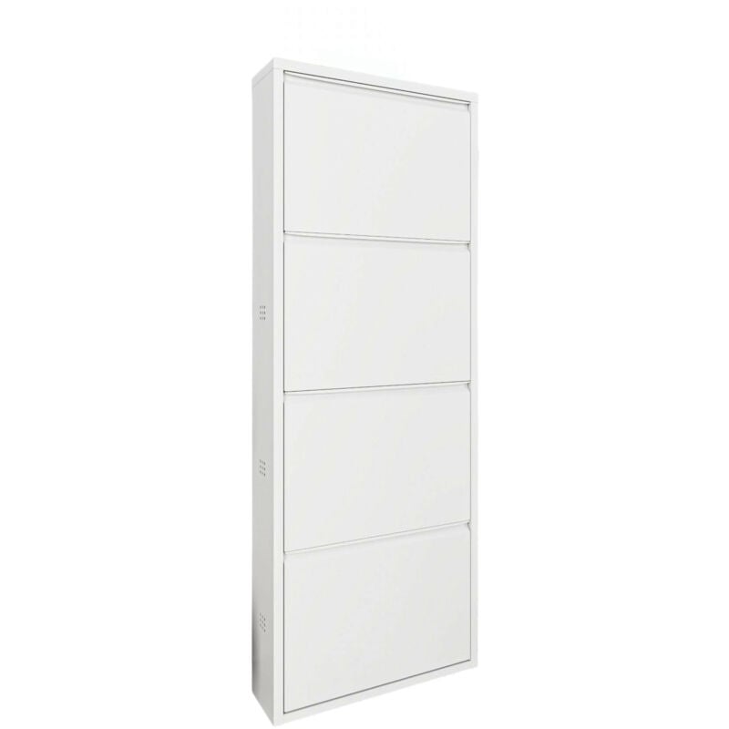 foto del prodotto scarpiera axe, mobile portascarpe in metallo, armadio da ingresso multiuso, mobiletto per calzature, 50x15h138 cm, bianco dmora