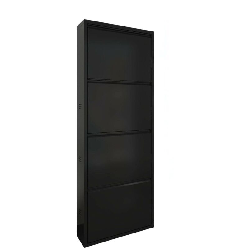 foto del prodotto scarpiera axe, mobile portascarpe in metallo, armadio da ingresso multiuso, mobiletto per calzature, 50x15h138 cm, nero dmora