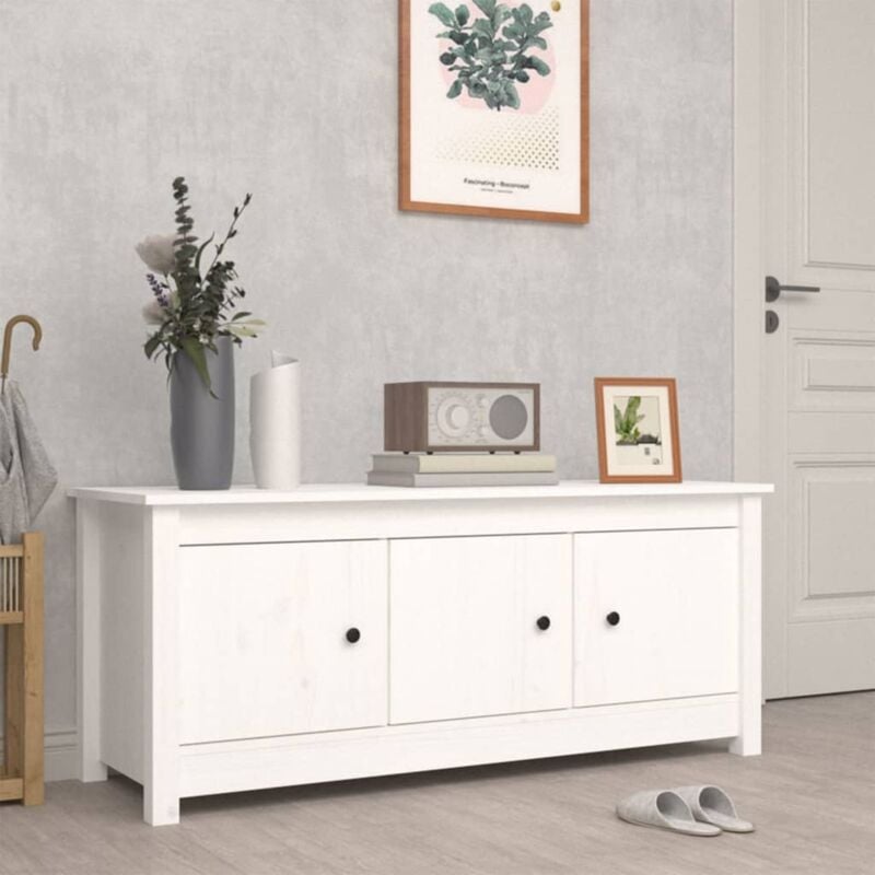 foto del prodotto scarpiera bianca 110x38x45,5 cm in legno massello di pino vidaxl