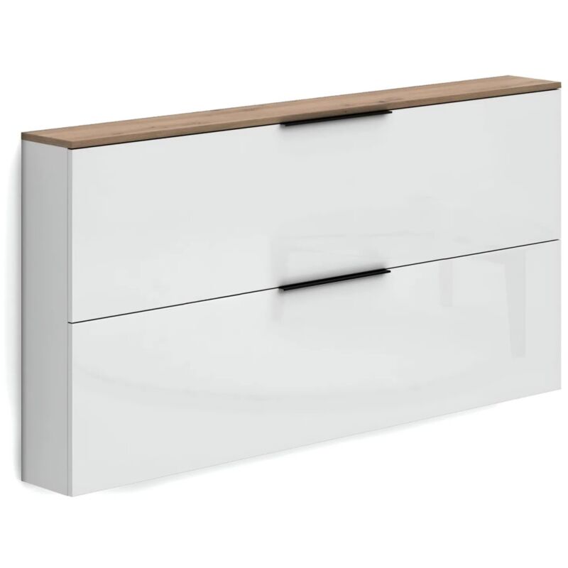 foto del prodotto scarpiera bianca 2 ante 160x19x80 cm con top in rovere