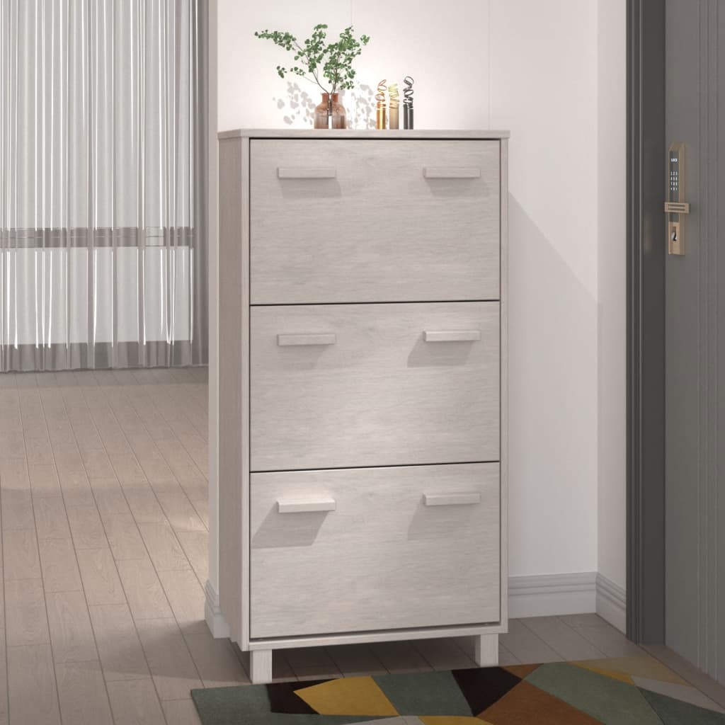 foto del prodotto scarpiera bianca 59,5x35x117 cm in legno massello di pino cod mxl 46710