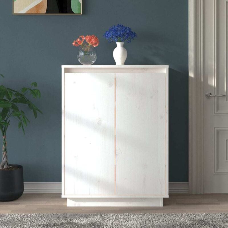foto del prodotto scarpiera bianca 60x35x80 cm in legno massello di pino vidaxl