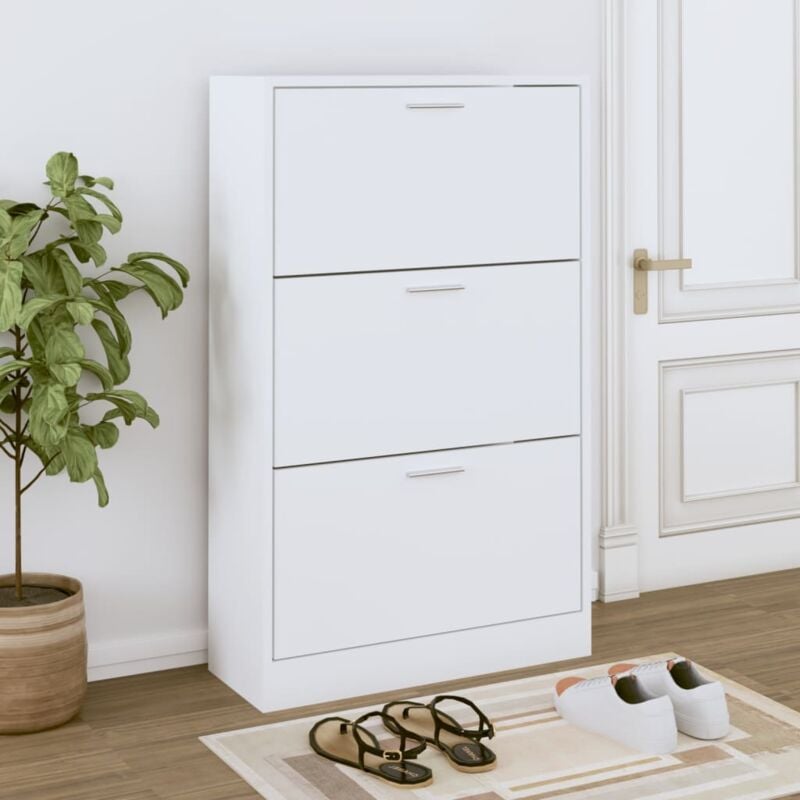 foto del prodotto scarpiera bianca 63x24x103 cm in legno multistrato vidaxl